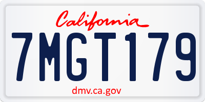 CA license plate 7MGT179