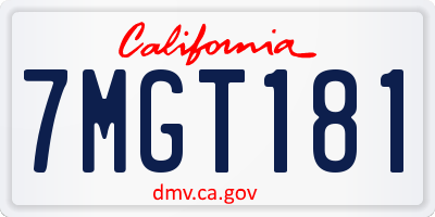 CA license plate 7MGT181