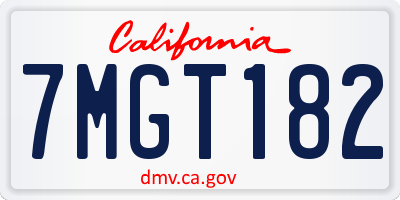 CA license plate 7MGT182