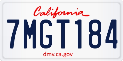 CA license plate 7MGT184