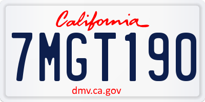CA license plate 7MGT190