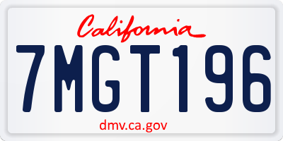 CA license plate 7MGT196