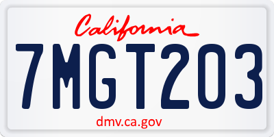 CA license plate 7MGT203
