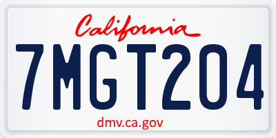 CA license plate 7MGT204