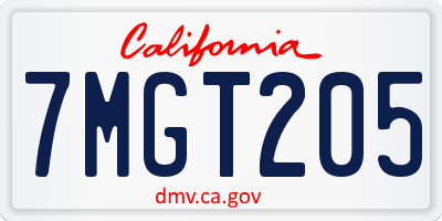 CA license plate 7MGT205