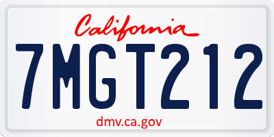 CA license plate 7MGT212