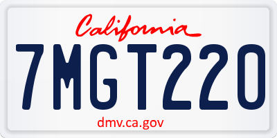 CA license plate 7MGT220