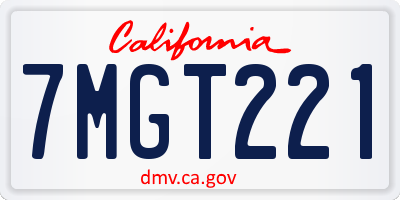 CA license plate 7MGT221