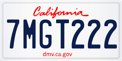 CA license plate 7MGT222