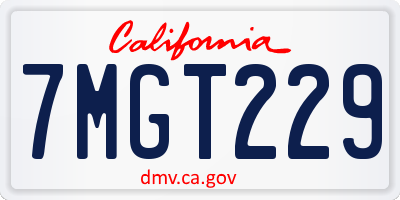 CA license plate 7MGT229