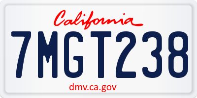 CA license plate 7MGT238