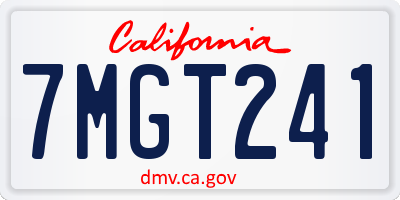CA license plate 7MGT241