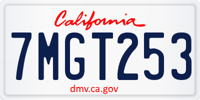 CA license plate 7MGT253