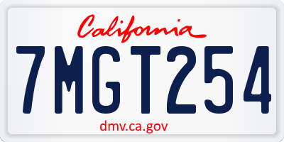 CA license plate 7MGT254