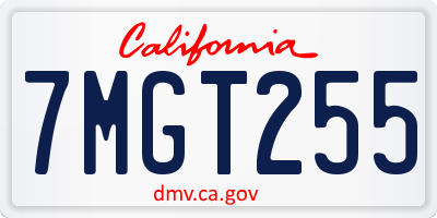 CA license plate 7MGT255