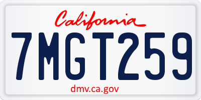 CA license plate 7MGT259