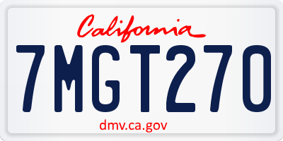 CA license plate 7MGT270