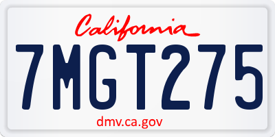 CA license plate 7MGT275