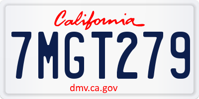 CA license plate 7MGT279