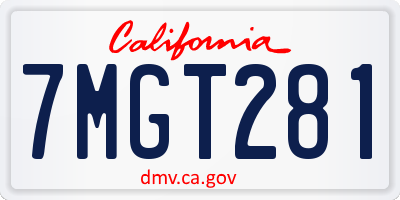 CA license plate 7MGT281