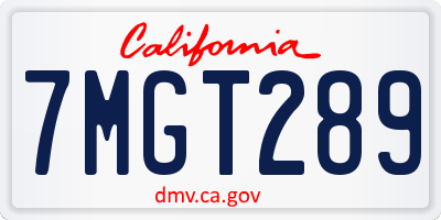 CA license plate 7MGT289