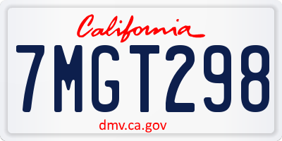 CA license plate 7MGT298