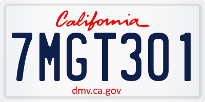 CA license plate 7MGT301