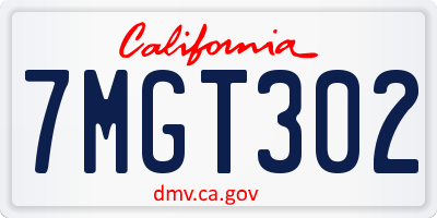 CA license plate 7MGT302