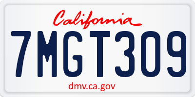 CA license plate 7MGT309