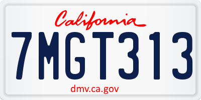 CA license plate 7MGT313