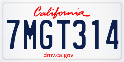 CA license plate 7MGT314
