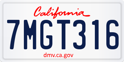 CA license plate 7MGT316