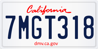 CA license plate 7MGT318