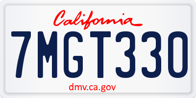 CA license plate 7MGT330