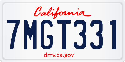 CA license plate 7MGT331