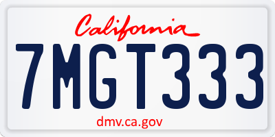 CA license plate 7MGT333