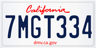 CA license plate 7MGT334