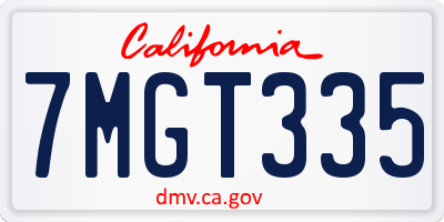 CA license plate 7MGT335