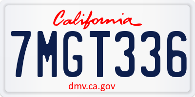 CA license plate 7MGT336