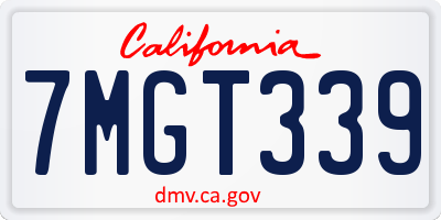 CA license plate 7MGT339
