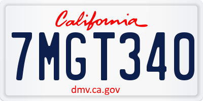 CA license plate 7MGT340