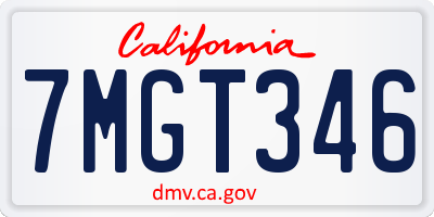 CA license plate 7MGT346