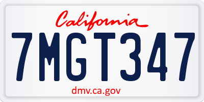 CA license plate 7MGT347