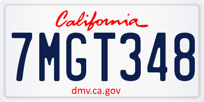 CA license plate 7MGT348