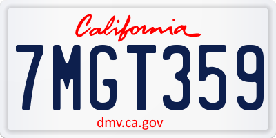 CA license plate 7MGT359