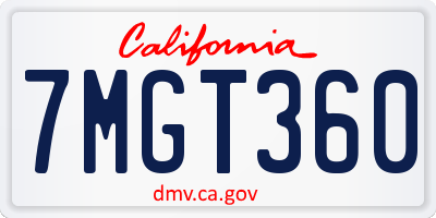 CA license plate 7MGT360