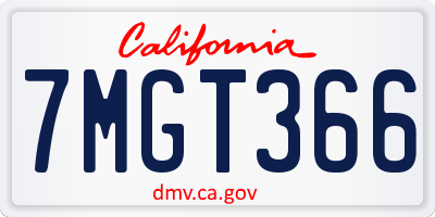 CA license plate 7MGT366