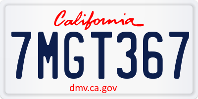 CA license plate 7MGT367