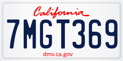 CA license plate 7MGT369