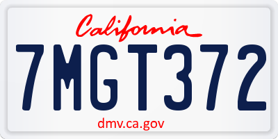 CA license plate 7MGT372